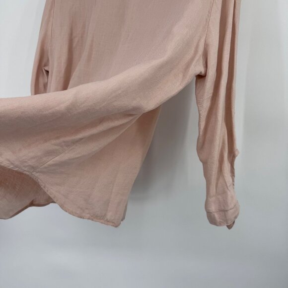 Ellen Tracy Womens Linen Blush Pink Long Sleeve Tunic Top  size large lagenlook - Picture 9 of 12